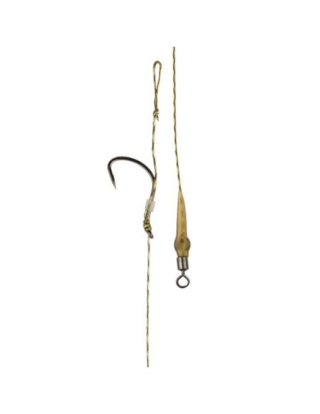 Carp Academy Superior Rig 1 Stück Länge 24cm 25lb Size 2 Barbed Vorfach mit Wirbel und Boilie Stopper-Vorfächer-JJ-Fishing