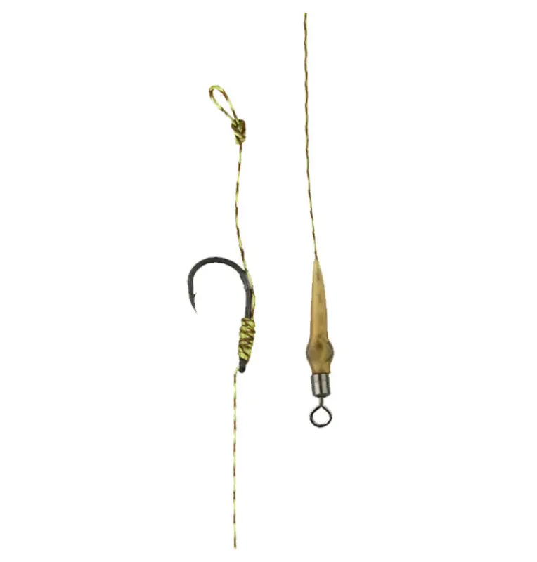Carp Academy Knotless Hair Rig 1 Stück Länge 23cm 25lb Size 2 Barbed Vorfach mit Wirbel und Boilie Stopper-Vorfächer-JJ-Fishing