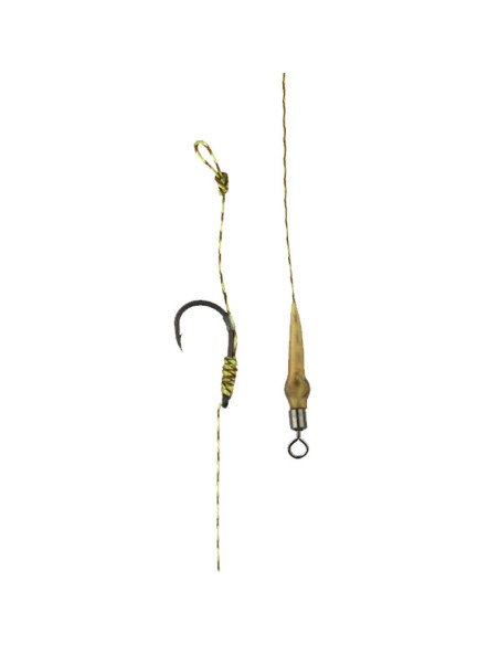 Carp Academy Knotless Hair Rig 1 Stück Länge 23cm 25lb Size 6 Barbed Vorfach mit Wirbel und Boilie Stopper-Vorfächer-JJ-Fishing