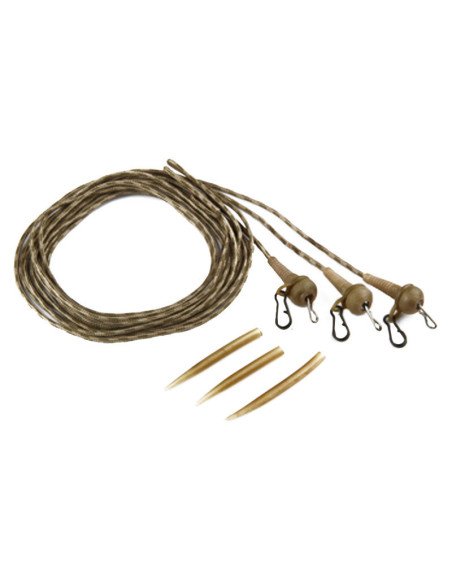 Carp Academy Leadcore Rig Kit Deluxe 3 Stück Länge 95cm 35lb braun Vorfachmaterial-Leader & Leadcore-JJ-Fishing