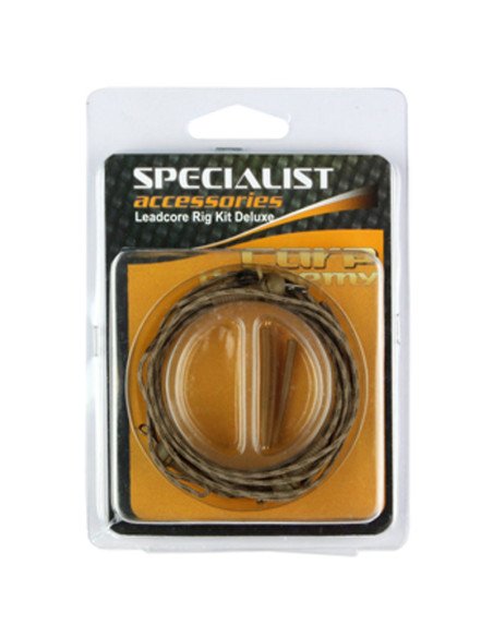 Carp Academy Leadcore Rig Kit Deluxe 3 Stück Länge 95cm 35lb braun Vorfachmaterial-Leader & Leadcore-JJ-Fishing