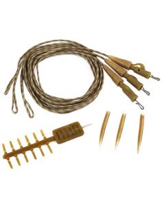 Carp Academy Leadcore Safety Rig Kit 3 Stück Länge 95cm 35lb braun Vorfachmaterial-Leader & Leadcore-JJ-Fishing