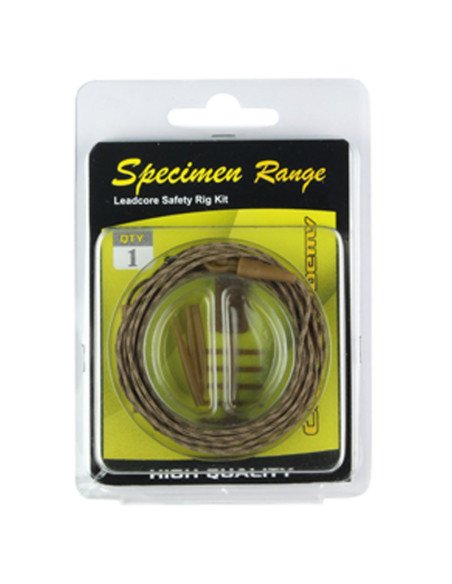 Carp Academy Leadcore Safety Rig Kit 3 Stück Länge 95cm 35lb braun Vorfachmaterial-Leader & Leadcore-JJ-Fishing