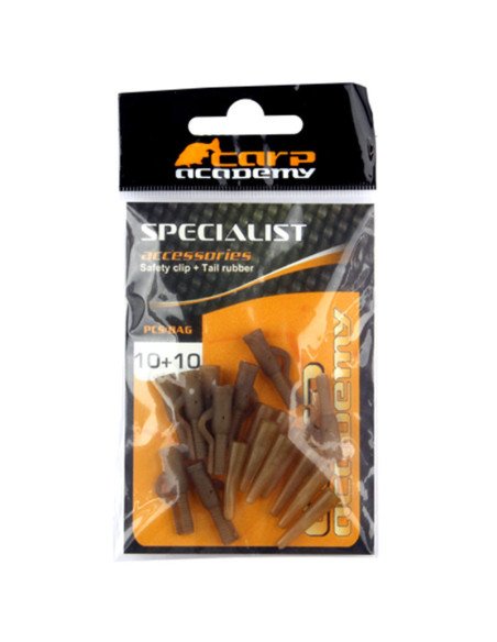 Carp Academy Safty clip & Tail rubber 10 Stück braun-Vorfachmaterial & Montage-Zubehör-JJ-Fishing
