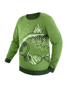 Delphin CARP Strickpullover XL grün Extra Warm mit Karpfenmotiv-Hoodie, Shirts, Jacken & Co-JJ-Fishing