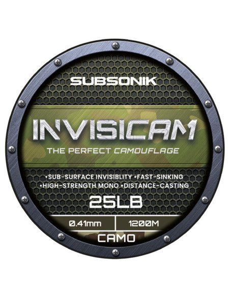Sonik SUBSONIK INVISICAM 25LB 1200M 0.41mm Camou Fast Sinking Monofile Angelschnur Extrem Abriebsfest-Cords-JJ-Fishing