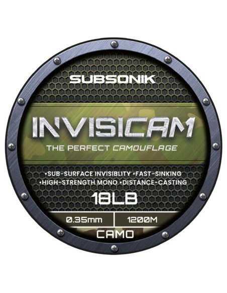 Sonik SUBSONIK Invisicam Mono 1200m 0,35mm 18lb Camo fast Sinking monofile Angelschnur extrem Abriebsfest-Schnüre-JJ-Fishing