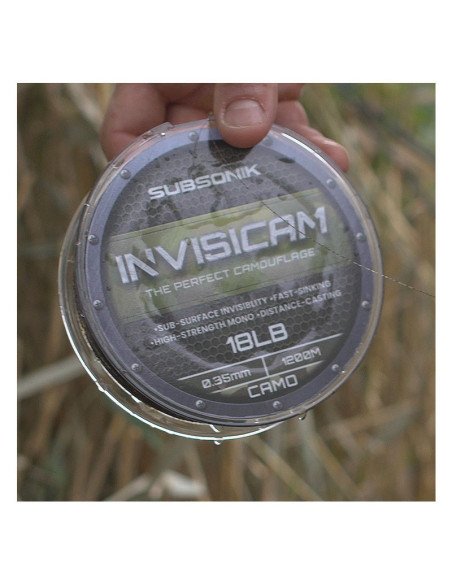 Sonik SUBSONIK Invisicam Mono 1200m 0,35mm 18lb Camo fast Sinking monofile Angelschnur extrem Abriebsfest-Schnüre-JJ-Fishing