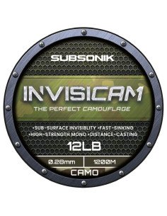 Sonik SUBSONIK Invisicam Mono 1200m 0,28mm 12lb Camo fast Sinking monofile Angelschnur extrem Abriebsfest-Schnüre-JJ-Fishing