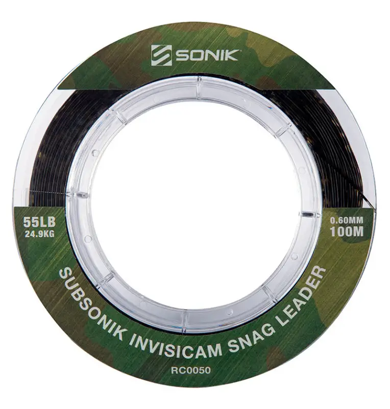 Sonik SUBSONIK Invisicam Snag Leader 100m 0,60mm 55lb Schlagschnur monofile Vorfachschnur-Vorfachmaterial & Montage-Zubehör-J...