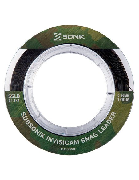 Sonik SUBSONIK Invisicam Snag Leader 100m 0,60mm 55lb Schlagschnur monofile Vorfachschnur-Vorfachmaterial & Montage-Zubehör-J...
