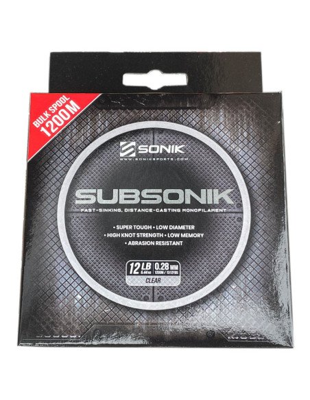 Sonik SUBSONIK Clear Mono 1200m 0,28mm 12lb Monofile Angelschnur Fast Sinking-Schnüre-JJ-Fishing