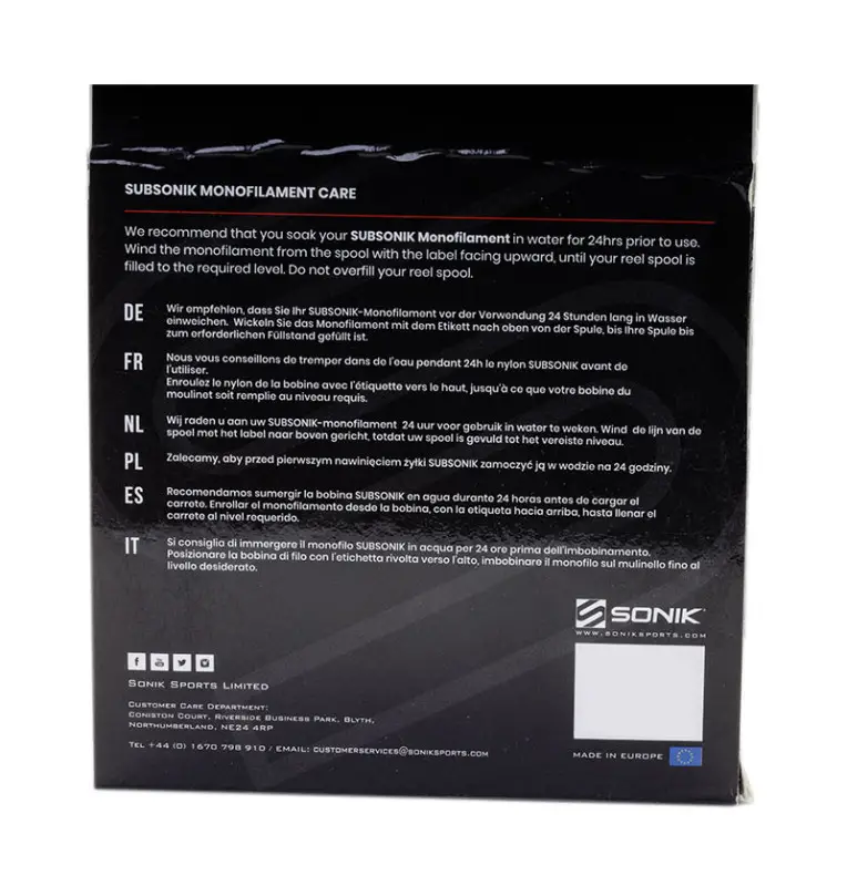 Sonik SUBSONIK Clear Mono 1200m 0,28mm 12lb Monofile Angelschnur Fast Sinking-Schnüre-JJ-Fishing