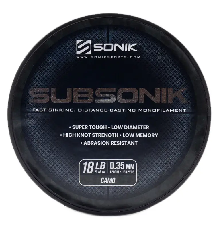 Sonik SUBSONIK Camo Mono 1200m 0,35mm 18lb Monofile Angelschnur Fast Sinking-Schnüre-JJ-Fishing