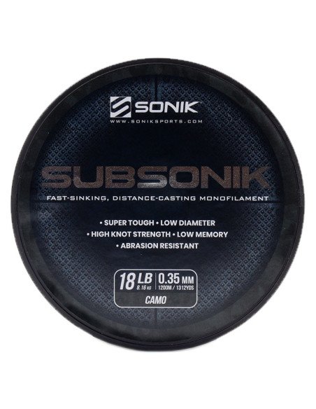 Sonik SUBSonik 0,35mm CAMO 18LB 1200m Monofile Angelschnur Fast Sinking-Cords-JJ-Fishing