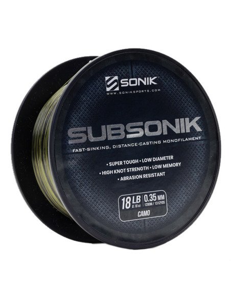 Sonik SUBSonik 0,35mm CAMO 18LB 1200m Monofile Angelschnur Fast Sinking-Cords-JJ-Fishing