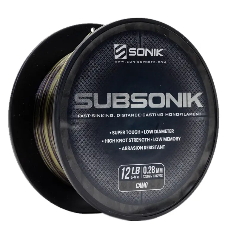 Sonik SUBSONIK Camo Mono 1200m 0,28mm 12lb Monofile Angelschnur Fast Sinking-Schnüre-JJ-Fishing