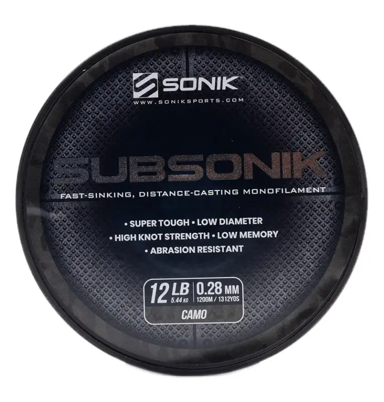 Sonik SUBSONIK Camo Mono 1200m 0,28mm 12lb Monofile Angelschnur Fast Sinking-Schnüre-JJ-Fishing