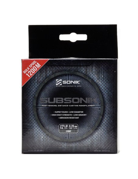 Sonik SUBSONIK Camo Mono 1200m 0,28mm 12lb Monofile Angelschnur Fast Sinking-Schnüre-JJ-Fishing