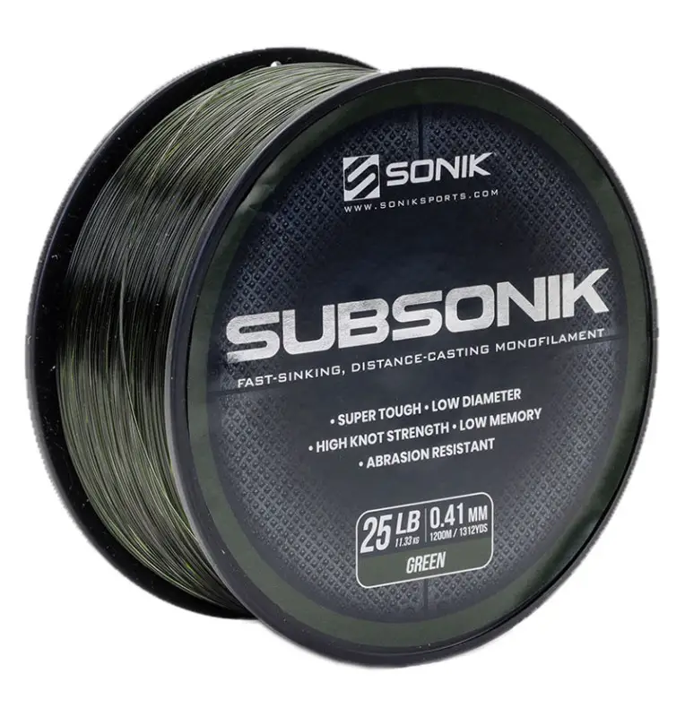 Sonik SUBSonik 0,41mm GREEN 25LB 1200m Monofile Angelschnur Fast Sinking-Cords-JJ-Fishing