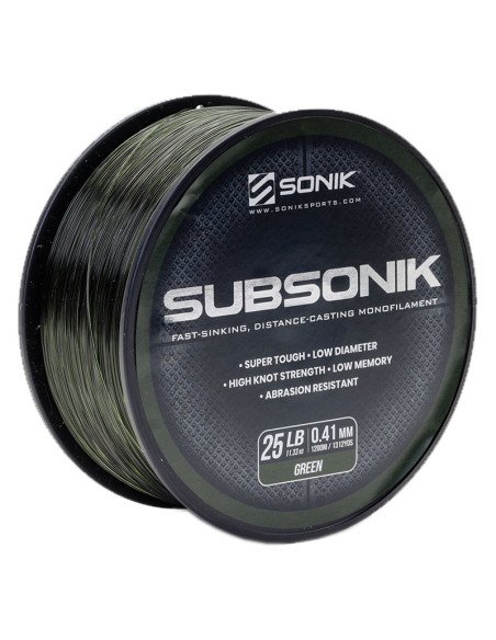 Sonik SUBSONIK Green Mono 1200m 0,41mm 25lb Monofile Angelschnur Fast Sinking-Schnüre-JJ-Fishing