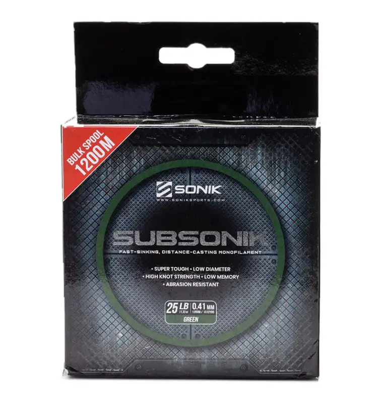 Sonik SUBSONIK Green Mono 1200m 0,41mm 25lb Monofile Angelschnur Fast Sinking-Schnüre-JJ-Fishing