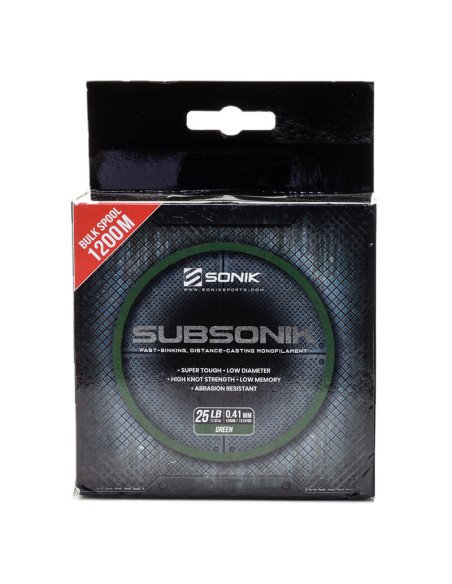 Sonik SUBSonik 0,41mm GREEN 25LB 1200m Monofile Angelschnur Fast Sinking-Cords-JJ-Fishing
