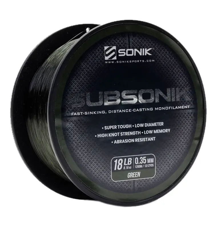 Sonik SUBSONIK Green Mono 1200m 0,35mm 18lb Monofile Angelschnur Fast Sinking-Schnüre-JJ-Fishing
