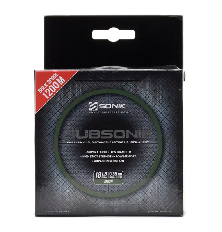 Sonik SUBSONIK Green Mono 1200m 0,35mm 18lb Monofile Angelschnur Fast Sinking-Schnüre-JJ-Fishing