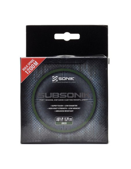 Sonik SUBSONIK Green Mono 1200m 0,35mm 18lb Monofile Angelschnur Fast Sinking-Schnüre-JJ-Fishing