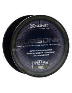 Sonik SUBSONIK Green Mono 1200m 0,28mm 12lb Monofile Angelschnur Fast Sinking-Schnüre-JJ-Fishing