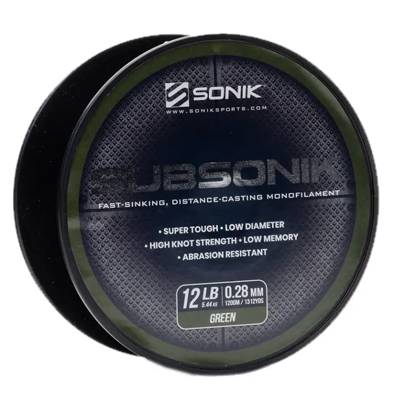 Sonik SUBSONIK Green Mono 1200m 0,28mm 12lb Monofile Angelschnur Fast Sinking-Schnüre-JJ-Fishing