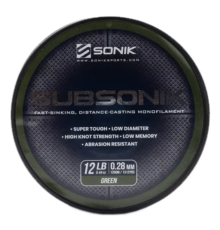 Sonik SUBSONIK Green Mono 1200m 0,28mm 12lb Monofile Angelschnur Fast Sinking-Schnüre-JJ-Fishing