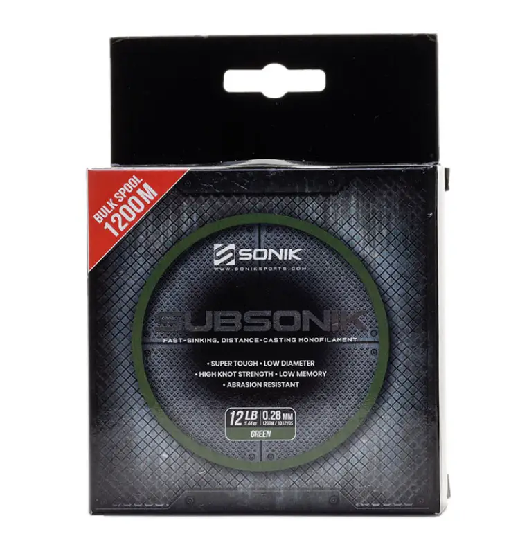 Sonik SUBSONIK Green Mono 1200m 0,28mm 12lb Monofile Angelschnur Fast Sinking-Schnüre-JJ-Fishing