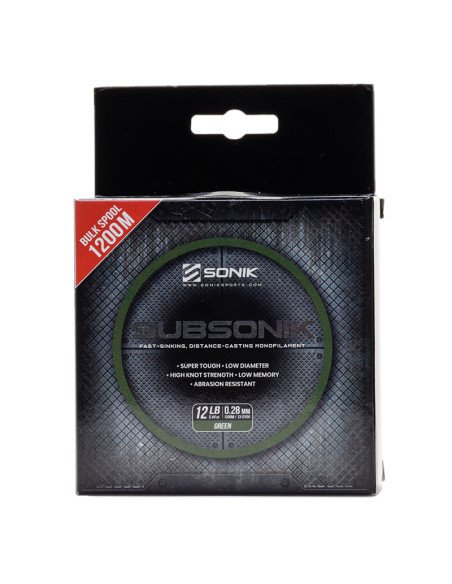 Sonik SUBSONIK Green Mono 1200m 0,28mm 12lb Monofile Angelschnur Fast Sinking-Schnüre-JJ-Fishing