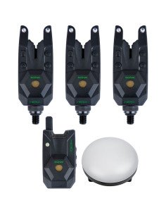 Sonik HEROX Bite Alarm Set 3+1 + Bivvy Lamp Funk Bissanzeiger Set mit Transportkoffer-Bissanzeiger & Bobbins-JJ-Fishing