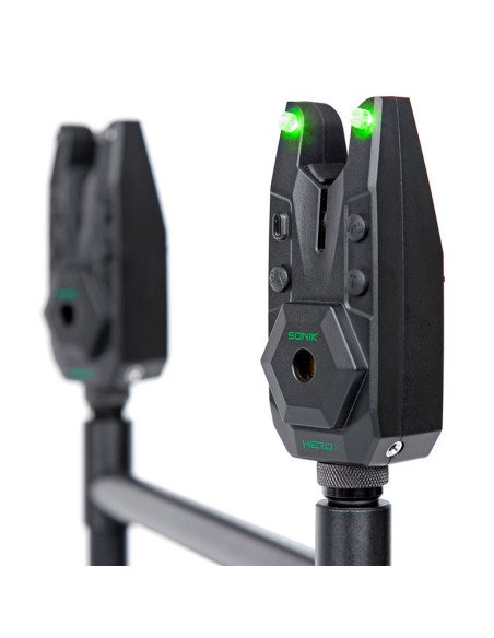 Sonik HEROX BITE ALARM SET 3+1 + Bivvy Lamp Funk Bissanzeiger Set mit Transportkoffer-Bite Alarms & Bobbins-JJ-Fishing