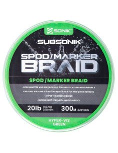 Sonik SUBSONIK Spod/Marker Braid 300m 0,18mm 20lb Grün Geflochtene Angelschnur-Schnüre-JJ-Fishing
