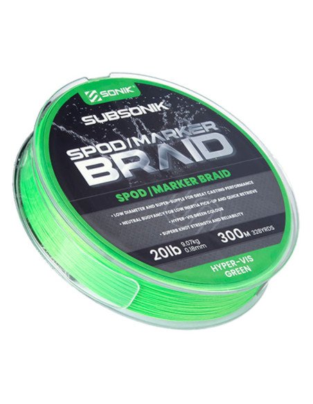 Sonik SPOD & MARKER BRAID 0.18mm 300m Grün Geflochtene Angelschnur-Cords-JJ-Fishing