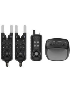 Sonik GIZMO 2 Bite Alarm Set 2+1 + Bivvy Light Bissanzeiger Set mit Transportkoffer-Bissanzeiger & Bobbins-JJ-Fishing