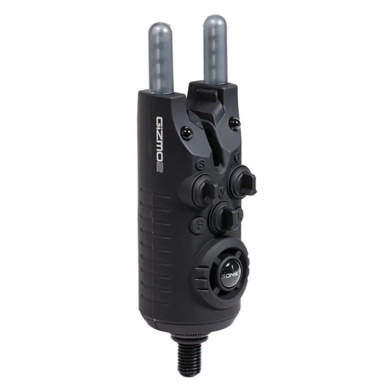Sonik GIZMO 2 Bite Alarm Set 2+1 + Bivvy Light Bissanzeiger Set mit Transportkoffer-Bissanzeiger & Bobbins-JJ-Fishing