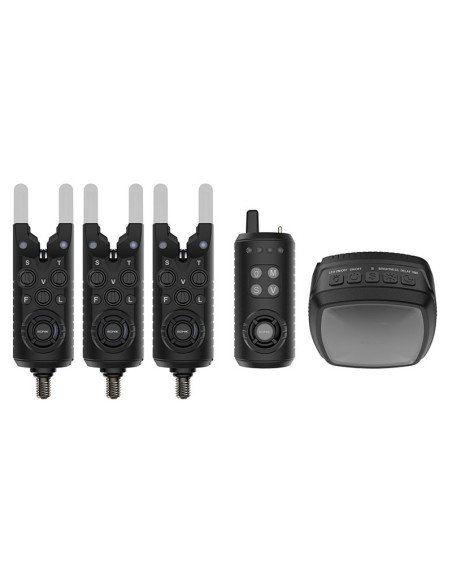 Sonik GIZMO2 ALARM SET 3+1 + BIVVY Light Bissanzeiger Set mit Transportkoffer-Bite Alarms & Bobbins-JJ-Fishing