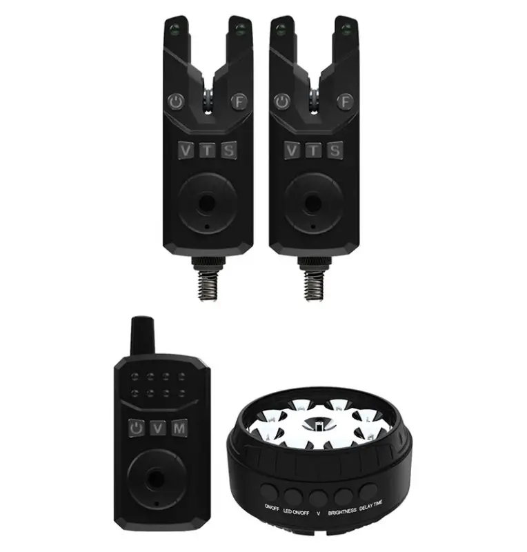 Sonik SKS 2 Bite Alarm Set LARM SET 2+1 + Bivvy Lamp Funkbissanzeiger Set mit Transportkoffer-Bissanzeiger & Bobbins-JJ-Fishing