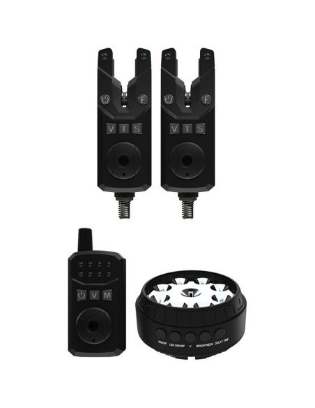 Sonik SKS 2 Bite Alarm Set LARM SET 2+1 + Bivvy Lamp Funkbissanzeiger Set mit Transportkoffer-Bissanzeiger & Bobbins-JJ-Fishing