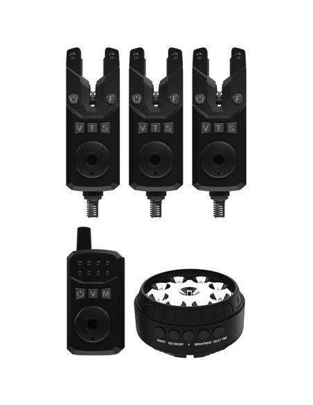 Sonik SKS 2 Bite Alarm Set SET 3+1 + Bivvy Lamp Funkbissanzeiger Set mit Transportkoffer-Bissanzeiger & Bobbins-JJ-Fishing