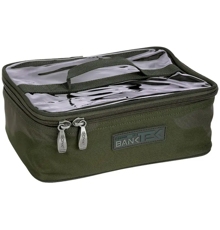 Sonik BANK-TEK ACCESSORY POUCH LARGE Camo Clear Top End Tackle Carp Bag-Accessory Bags-JJ-Fishing