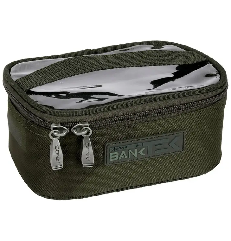 Sonik BANK-TEK ACCESSORY POUCH MEDIUM Camo Clear Top End Tackle Carp Bag-Accessory Bags-JJ-Fishing