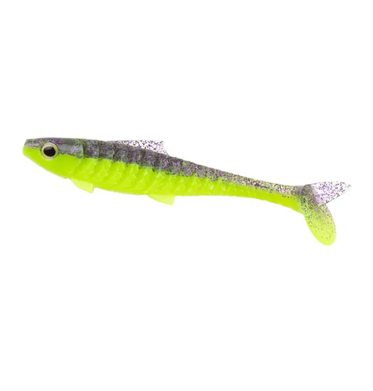 Zeck Fishing Baby Rippler Purple Chartreuse 14cm 18g 2 Stück 2-Gang Laufverhalten Gummifisch Leicht Einsaugbar Spinnköder-Gum...