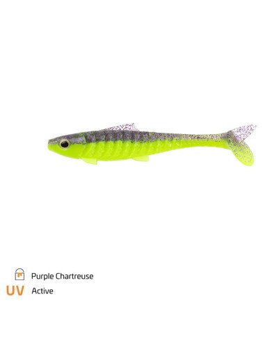 Zeck Fishing Baby Rippler Purple Chartreuse 10cm 6,8g 4 Stück 2-Gang Laufverhalten Gummifisch Leicht Einsaugbar Spinnköder-Gu...