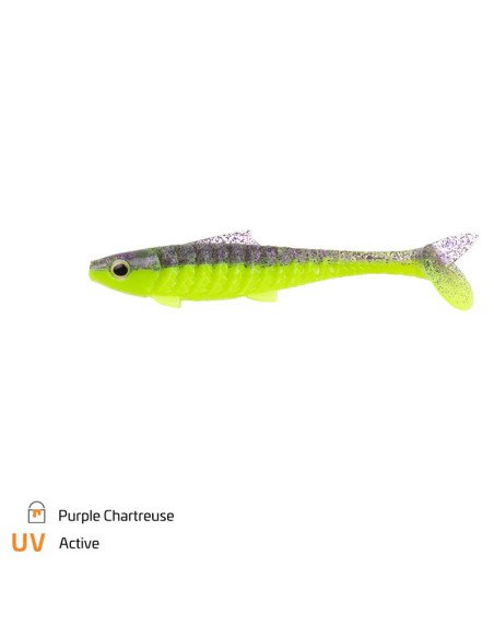 Zeck Fishing Baby Rippler Purple Chartreuse 10cm 6,8g 4 Stück 2-Gang Laufverhalten Gummifisch Leicht Einsaugbar Spinnköder-Gu...